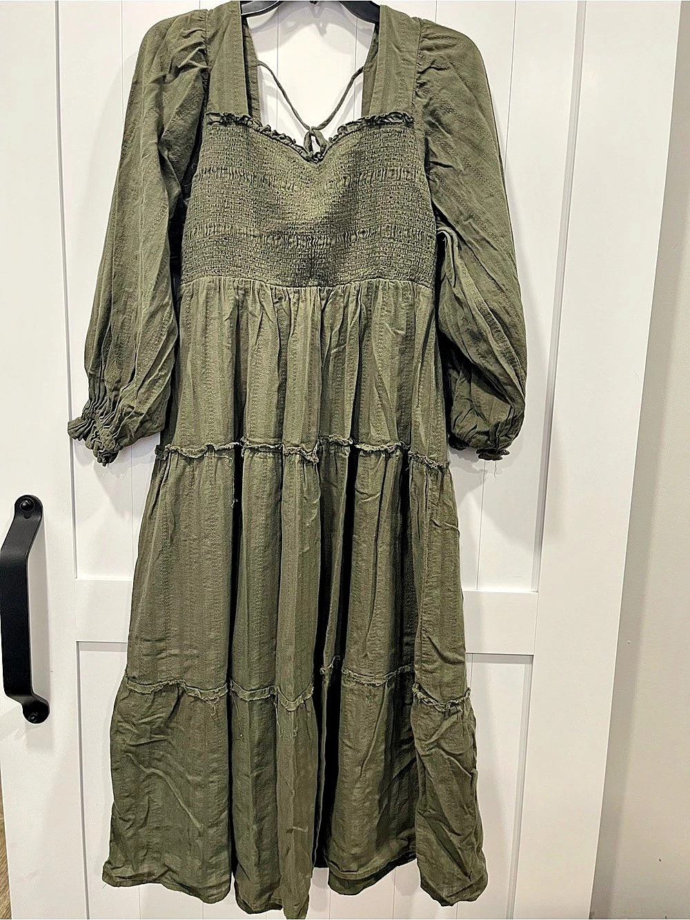 Olive Cotton Maxi Dress Size Medium Like New